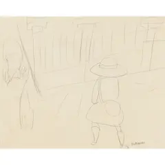 Charles Blackman, Schoolgirl in the Street, c.1953, pencil on paper