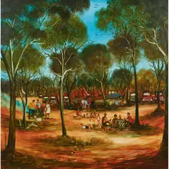 Pro Hart, Picnic, 1984, oil on canvas