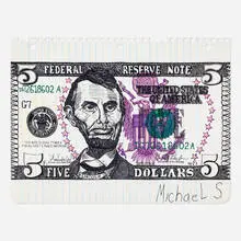 Michael Scoggins, Five U.S. Dollars, 2009, Prismacolor marker on paper