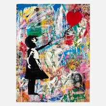 Thierry Guetta, Balloon Girl, 2019, mixed media on paper