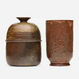 vessels, set of two by Marguerite Wildenhain, c. 1955, glazed stoneware, sold Sep 2020