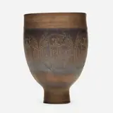 Early chalice form by Edwin and Mary Scheier, c. 1955, glazed stoneware with sgraffito decoration, sold Sep 2020