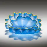 Dale Chihuly, Larkspur Blue Seaform Set with Gold Lip Wraps
