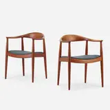 The Chairs, pair by Hans J. Wegner, teak, vinyl, sold Sep 2020