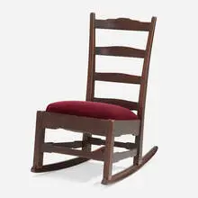 Greene & Greene, rocking chair from the Dr. William T. Bolton-T. Belle Barlow Bush House, Pasadena, c. 1907, stained mahogany, velvet