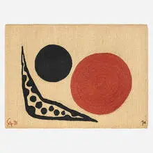 Moon tapestry by Alexander Calder, 1975, hand-woven maguey fiber, sold Oct 2024