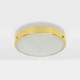 Gino Sarfatti, Ceiling lamp, model 3002 F, 1953, brass, textured glass, enameled aluminum