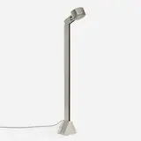 G. Fantinato, Faro floor lamp, c. 1975, chrome-plated and patinated steel, stainless steel, marble, glass
