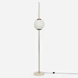 attribution Luigi Caccia Dominioni, Floor lamp, c. 1954, nickel-plated brass, brass, marble, frosted milk glass