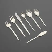 Tulip flatware service by Ole Hagen, c. 1965, sterling silver, stainless steel, sold Oct 2024