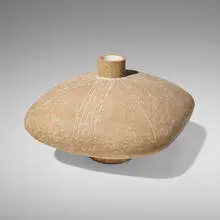 Copac vessel by Claude Conover, 1984, glazed stoneware with engobe decoration, sold Oct 2024