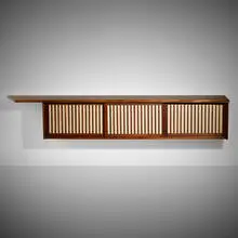 George Nakashima, Hanging Wall cabinet, 1964, American black walnut, pandanus cloth