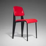 Jean Prouvé, Metropole chair, model 306, c. 1952, lacquered sheet steel, vinyl, aluminum, rubber
