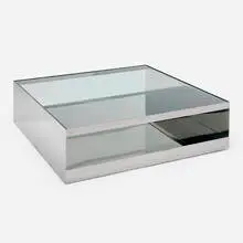 Joseph D'Urso, Low rolling table, model 6048T, 1981, stainless steel, safety glass