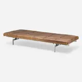 PK 80 daybed by Poul Kjærholm, 1957, leather, matte-chromed steel, lacquered plywood, sold Oct 2024