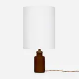 Jacques & Dani Ruelland, Table lamp, c. 1960, glazed stoneware, brass, bamboo