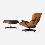 Charles and Ray Eames, 670 lounge chair and 671 ottoman, 1956 / 1978, rosewood, leather upholstery, enameled and brushed aluminum