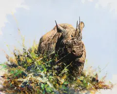 Dharbinder Singh Bamrah, Rhino, oil on canvas