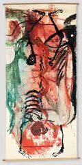 Felix Droese, Ohne Titel (Symptomatologie der Nebennieren-Insuffizienz), 1984, Öl und Tusche auf Papier (Medizin-Schautafel)