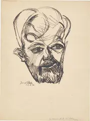 Conrad Felixmüller, Der Maler Peter August Böckstiegel, 1915, Tuschfeder auf Papier