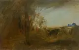 Wilhelm Busch, Am Waldrand, Öl auf Papier, auf Pappe