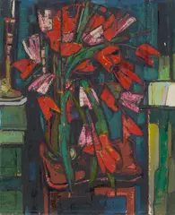 Max Kaus, Tulpen, 1950, Öl auf Leinwand