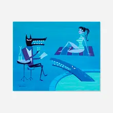 Shag, Poolside at The Marmont, c. 2000, acrylic on wood panel