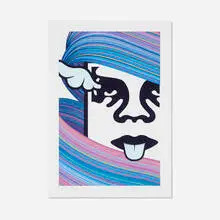 D*Face X Kai & Sunny X Shepard Fairey, Obey Unity, 2021, screenprint in colors with marker and gel pen