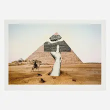 JR, Trompe l'oeil, Greetings from Giza, 22 Octobre 2021, 2022, lithograph in colors on BFK Rives