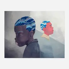 Hebru Brantley, Two Men Sporting Waves, 2019, lithograph in colors on BFK Rives