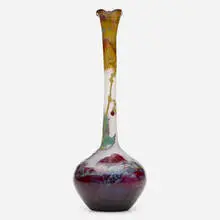 Val Saint Lambert, vase with fruiting vine, c. 1900, wheel-carved and fire-polished cameo glass