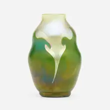 Miniature vase by Tiffany Studios, c. 1913, hand-blown Favrile glass, sold Sep 2020