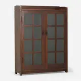 Gustav Stickley, double-door bookcase, model 716, 1905-12, oak, glass, patinated copper