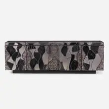 Paul Evans, Exceptional Argente cabinet, model PE 42A, c. 1970, welded and patinated aluminum, slate, enameled wood, welded steel
