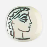 Profil de Jacqueline plaque by Pablo Picasso, 1956, white earthenware clay, oxidized paraffin decoration, sold May 2020