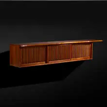 George Nakashima, Exceptional Hanging Wall Cabinet, 1967, American black walnut, pandanus cloth
