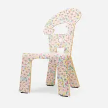 Art Nouveau chair by Robert Venturi with Denise Scott Brown, c. 1978-1984, laminate over plywood, sold May 2020