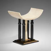 attribution Pierre Legrain, Tabouret, c. 1925, lacquered and gilt wood, shagreen
