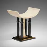 attribution Pierre Legrain, Tabouret, c. 1925, lacquered and gilt wood, shagreen