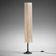 Floor lamp, model 1091 by Gino Sarfatti, 1963, enameled brass, silk fringe, sold Oct 2024