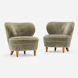 Carl-Johan Boman, Lounge chairs, pair, c. 1945, upholstery, beech