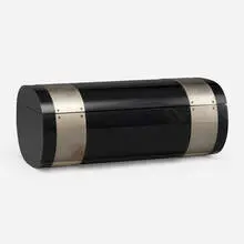 Lidded box by Gabriella Crespi, c. 1975, acrylic, silver-plated brass, sold Oct 2024