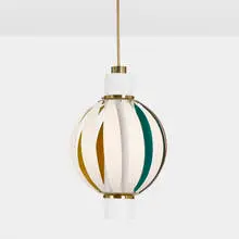 Angelo Lelii, Ceiling lamp, c. 1956, brass, glass, enameled aluminum