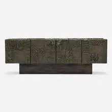 Cabinet by Paul Evans, 1973, bronzed resin over wood, slate, sold Oct 2024