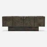 Cabinet by Paul Evans, 1973, bronzed resin over wood, slate, sold Oct 2024