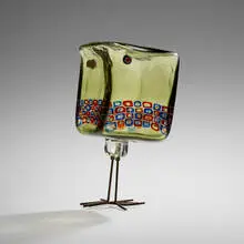 Alessandro Pianon, Pulcini, c. 1963, internally decorated glass, murrine, copper