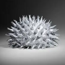Marzio Cecchi, Fachiro beanbag chair, 1969, silver metallic vinyl