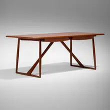 Rare desk by Aksel Bender Madsen and Ejner Larsen, 1957, teak, ebony, sold Oct 2024