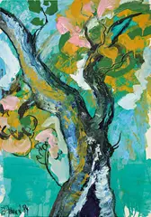 Bernd Zimmer, Baum, 1984, Tempera und Farbkreide auf Papier