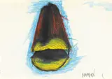 Markus Lüpertz, Baumstamm. 1960er Jahre, Farbige Wachskreiden auf Papier